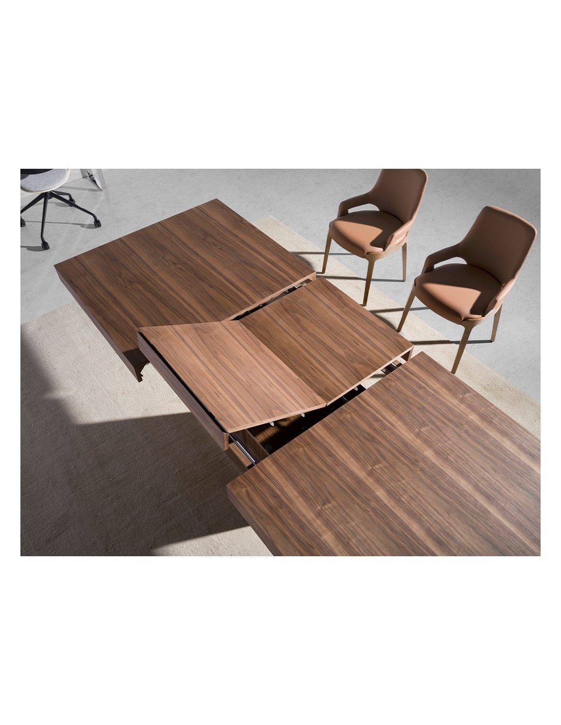 Mesa comedor extensible rectangular nogal