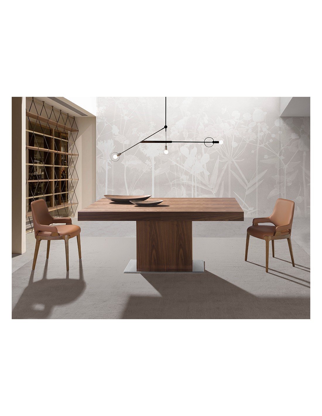 Mesa comedor extensible rectangular nogal