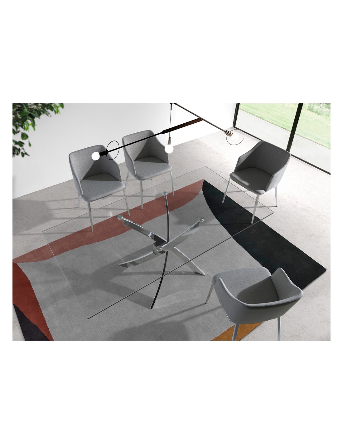 Mesa comedor rectangular cristal templado y...