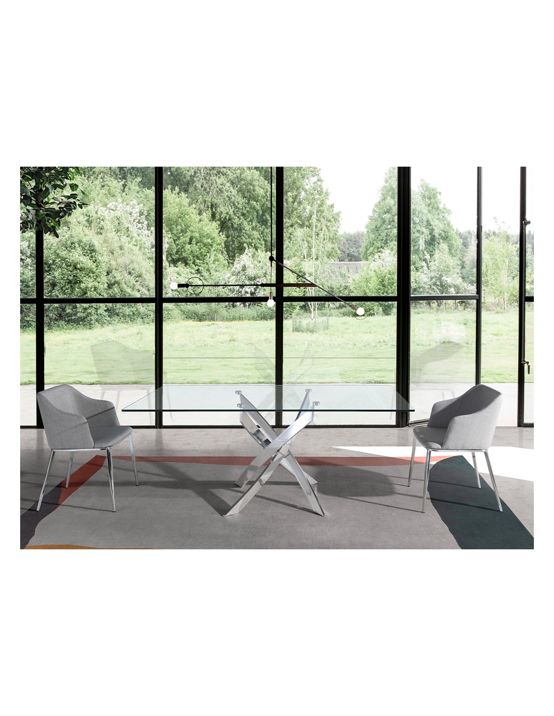 Mesa comedor rectangular cristal templado y...