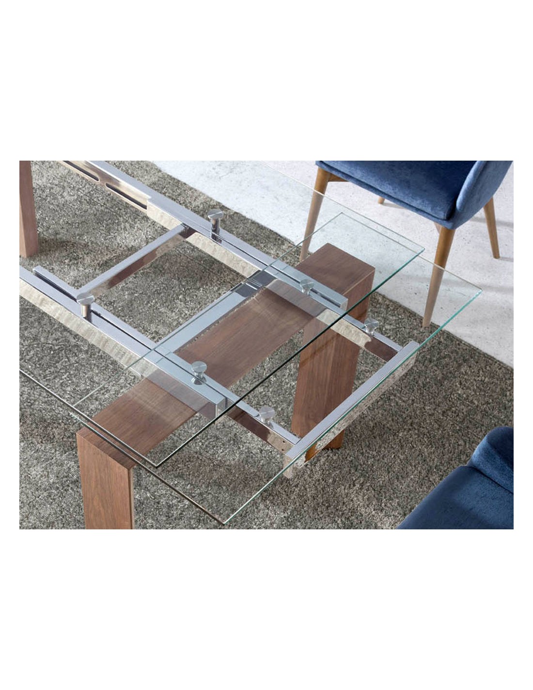 Mesa comedor extensible rectangular cristal...