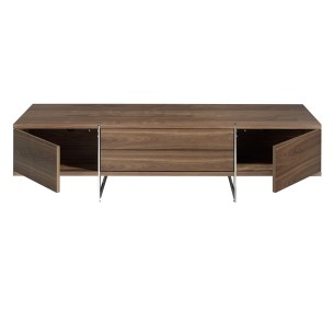 Mueble TV nogal y acero cromado 2