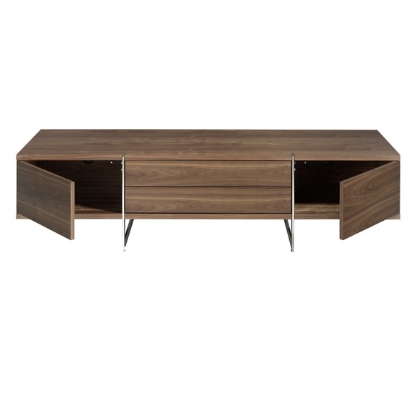 Mueble TV nogal y acero cromado