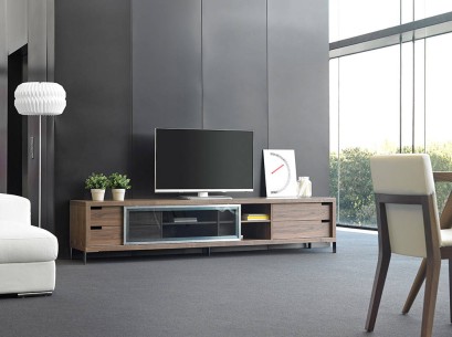 Mueble TV nogal y acero cromado 2