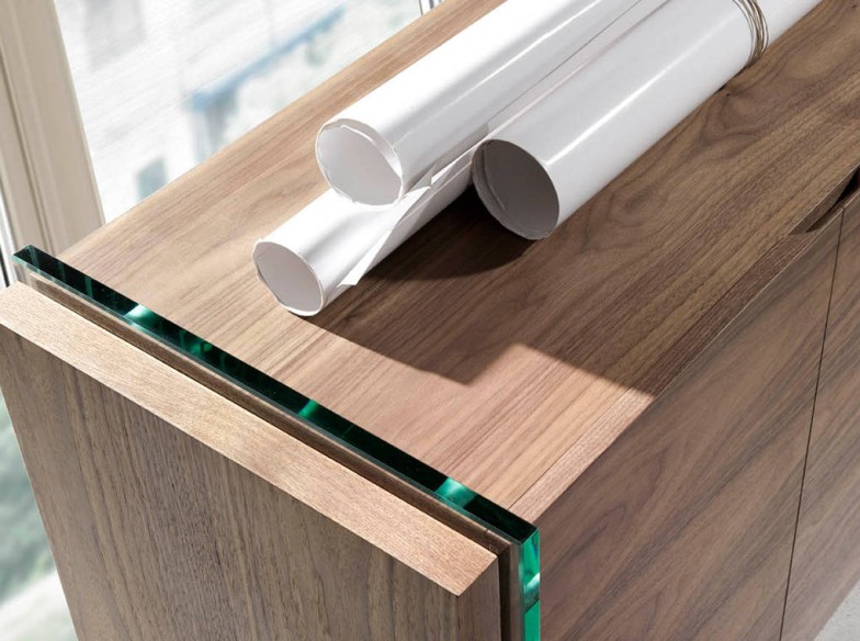 Aparador nogal y cristal templado