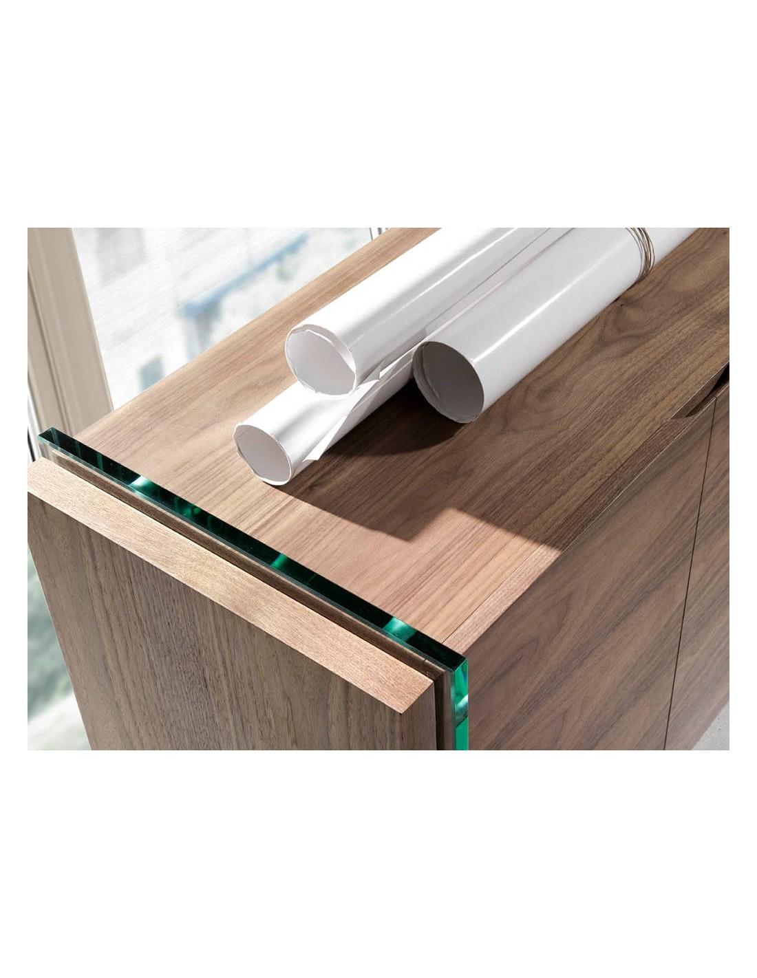 Aparador nogal y cristal templado