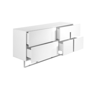 Aparador madera blanco y acero cromado