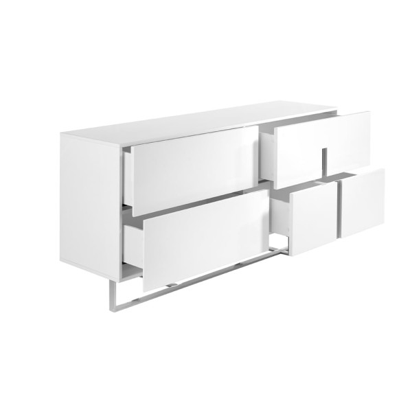 Aparador madera blanco y acero cromado