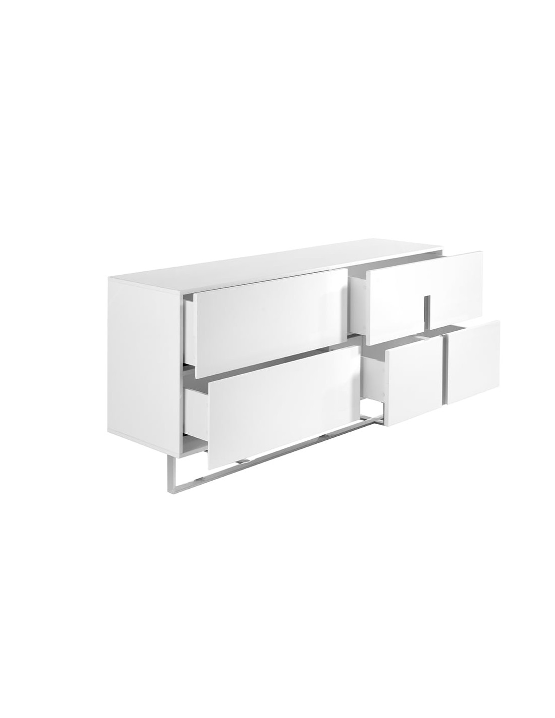 Aparador madera blanco y acero cromado