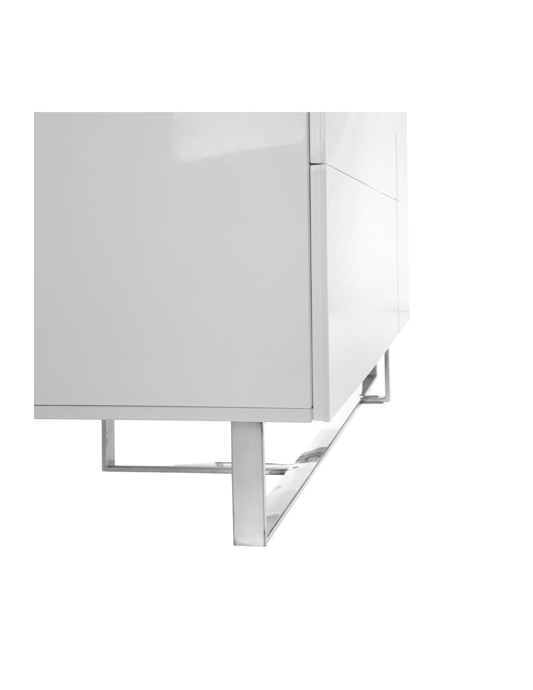 Aparador madera blanco y acero cromado