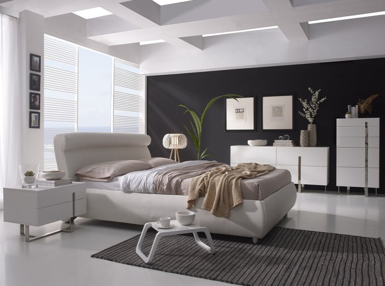 Aparador madera blanco y acero cromado