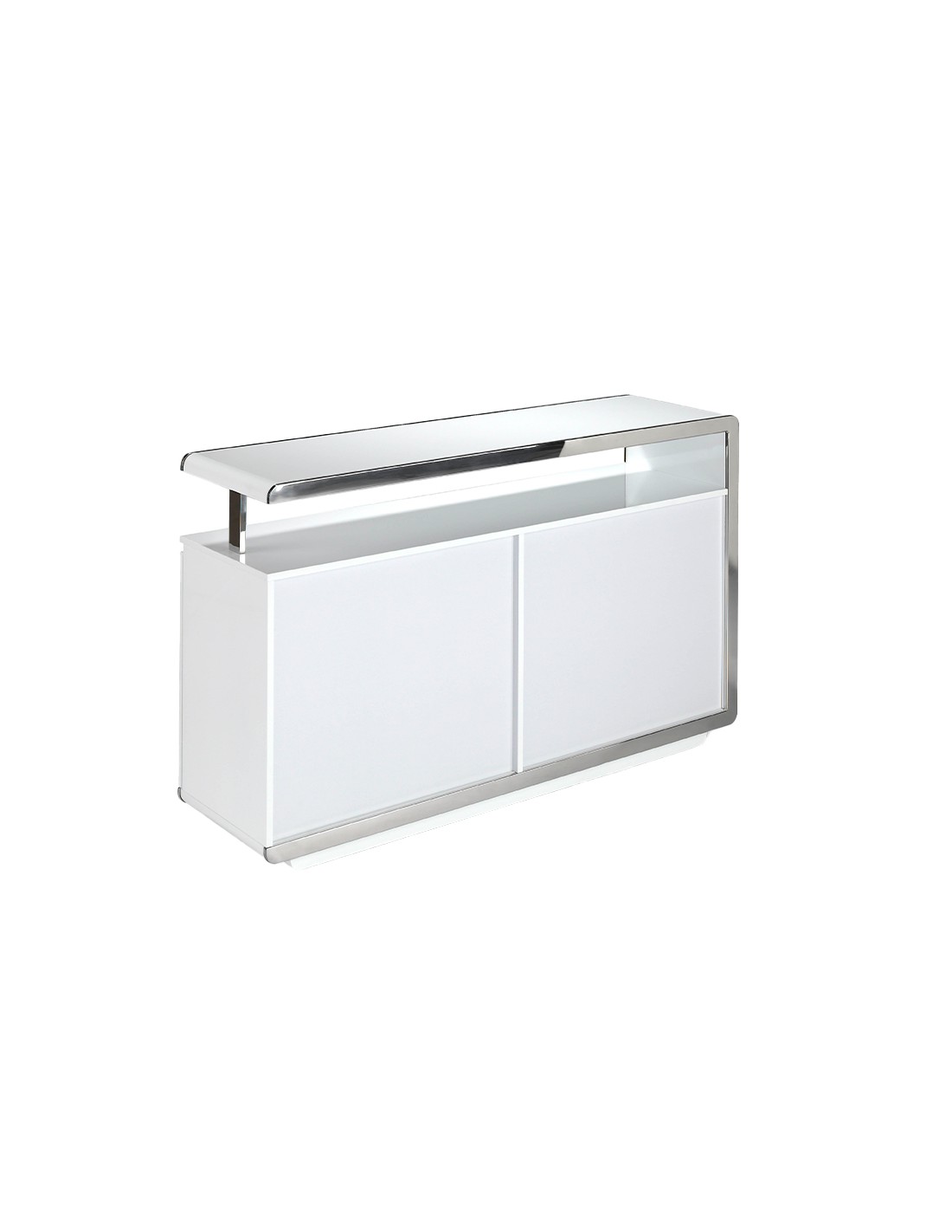 Aparador madera blanco y base acero cromado