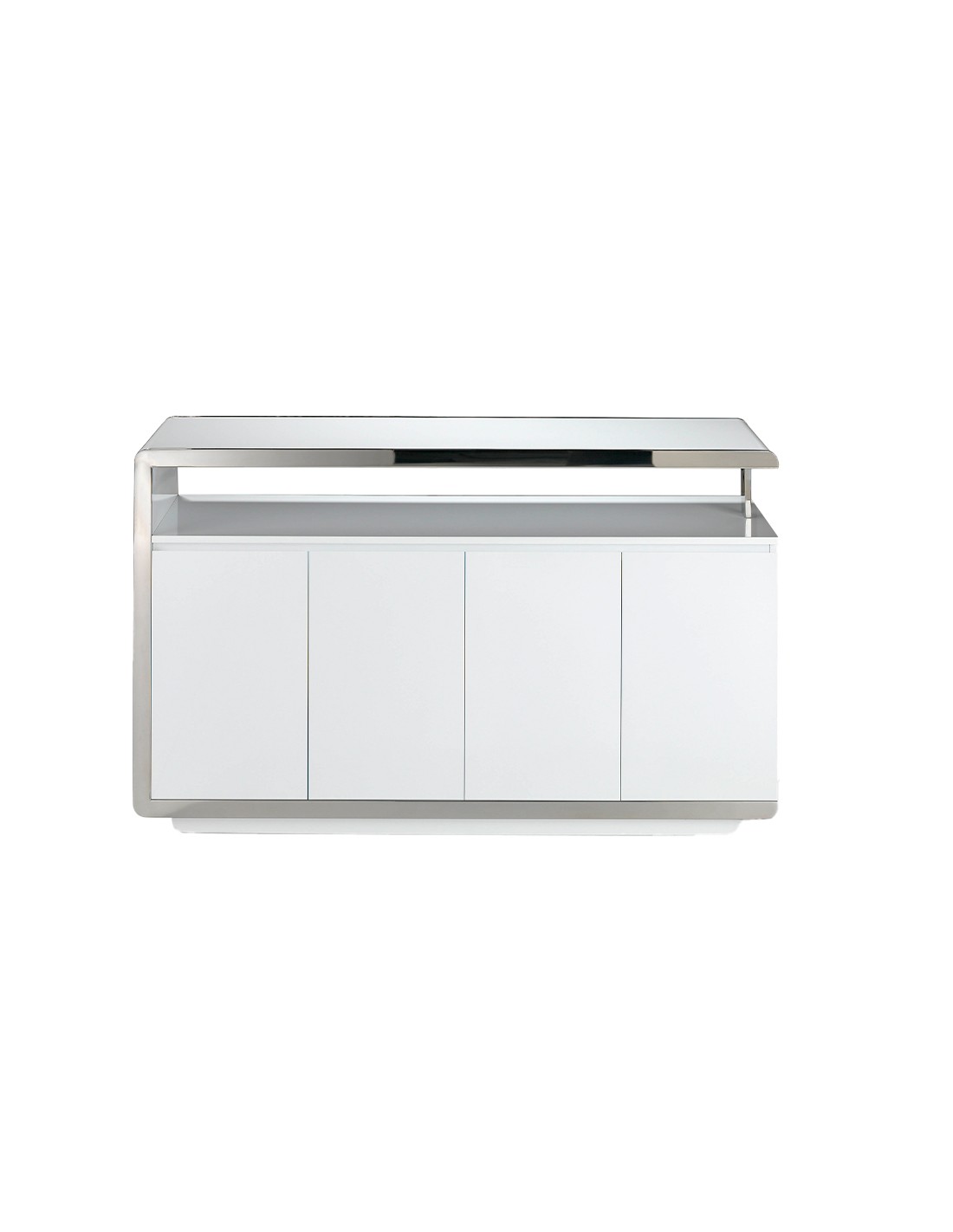 Aparador madera blanco y base acero cromado