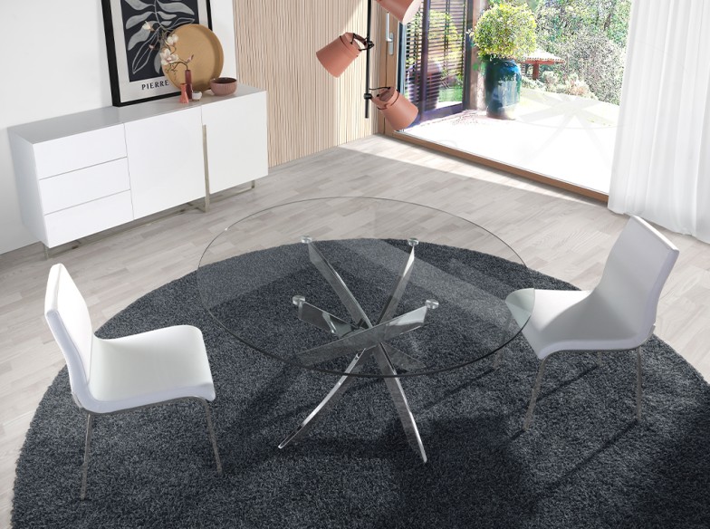 Aparador madera blanco y acero cromado