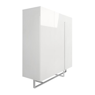 Aparador alto madera blanco y acero cromado