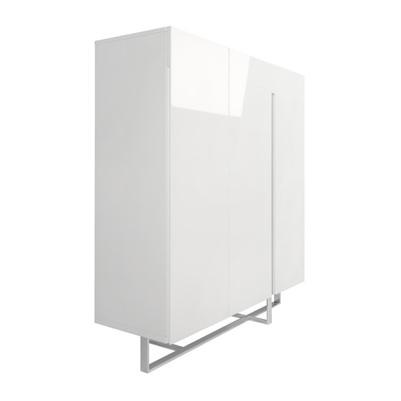 Aparador alto madera blanco y acero cromado