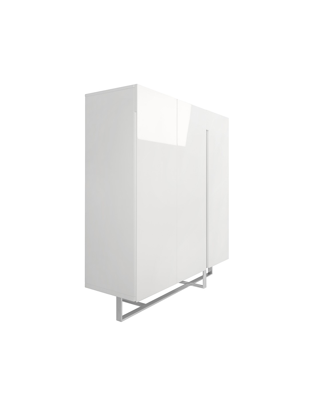 Aparador alto madera blanco y acero cromado