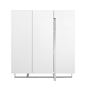 Aparador alto madera blanco y acero cromado 2