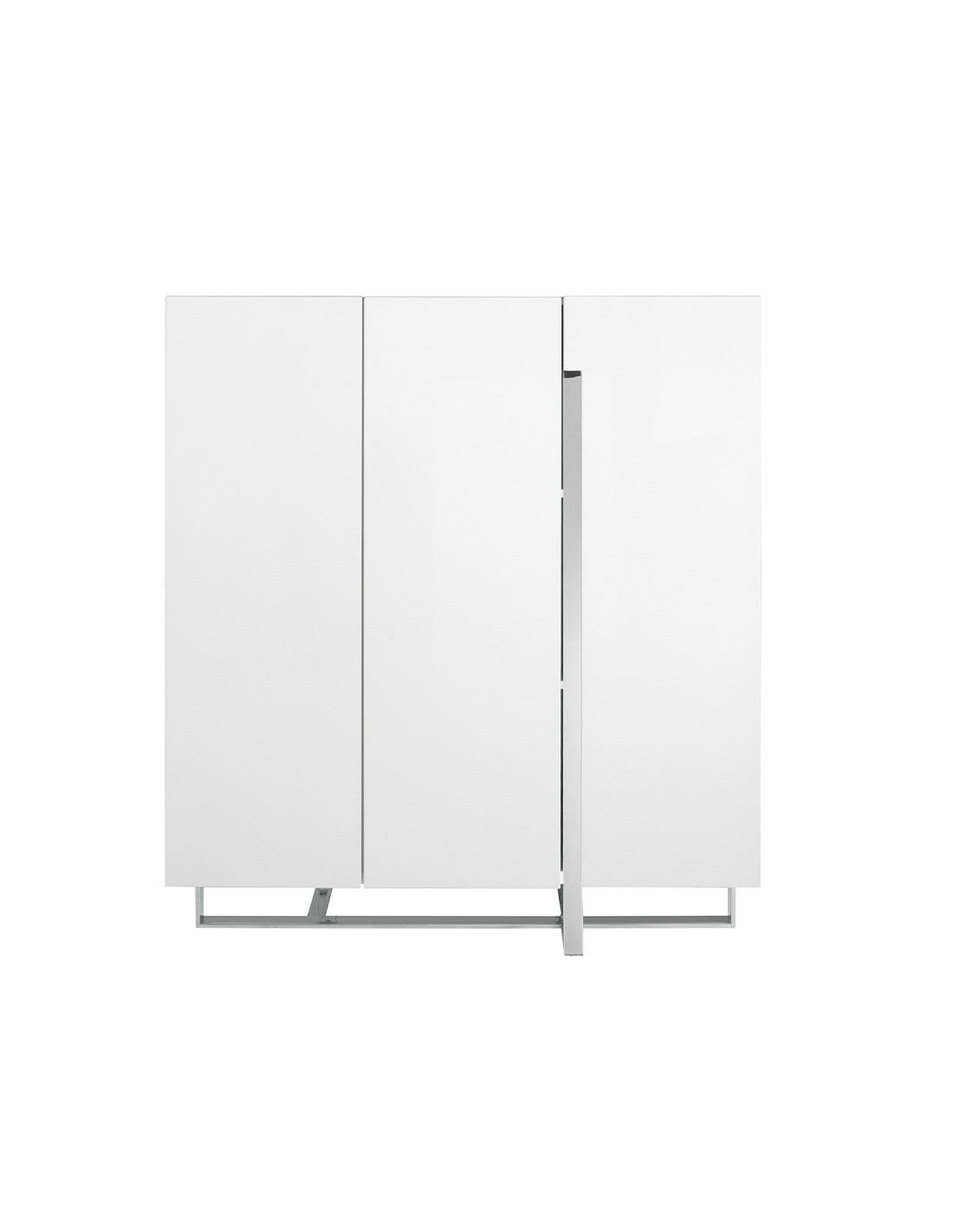 Aparador alto madera blanco y acero cromado