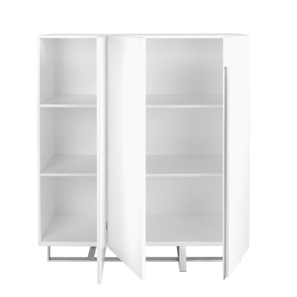 Aparador alto madera blanco y acero cromado