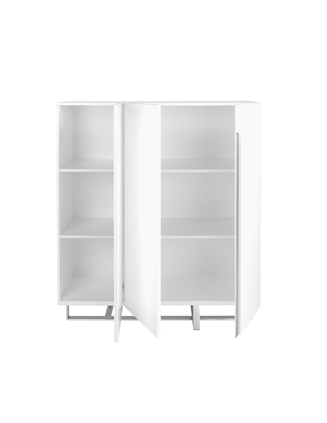 Aparador alto madera blanco y acero cromado