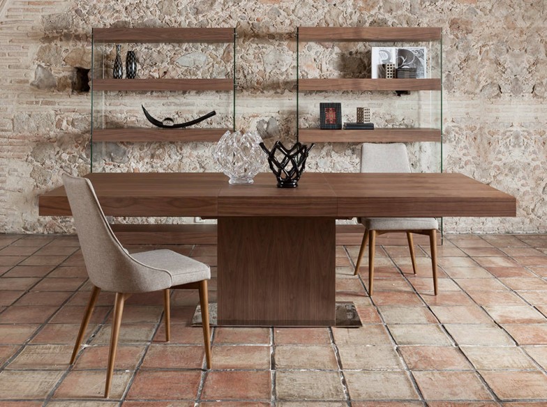 Estantería nogal y cristal