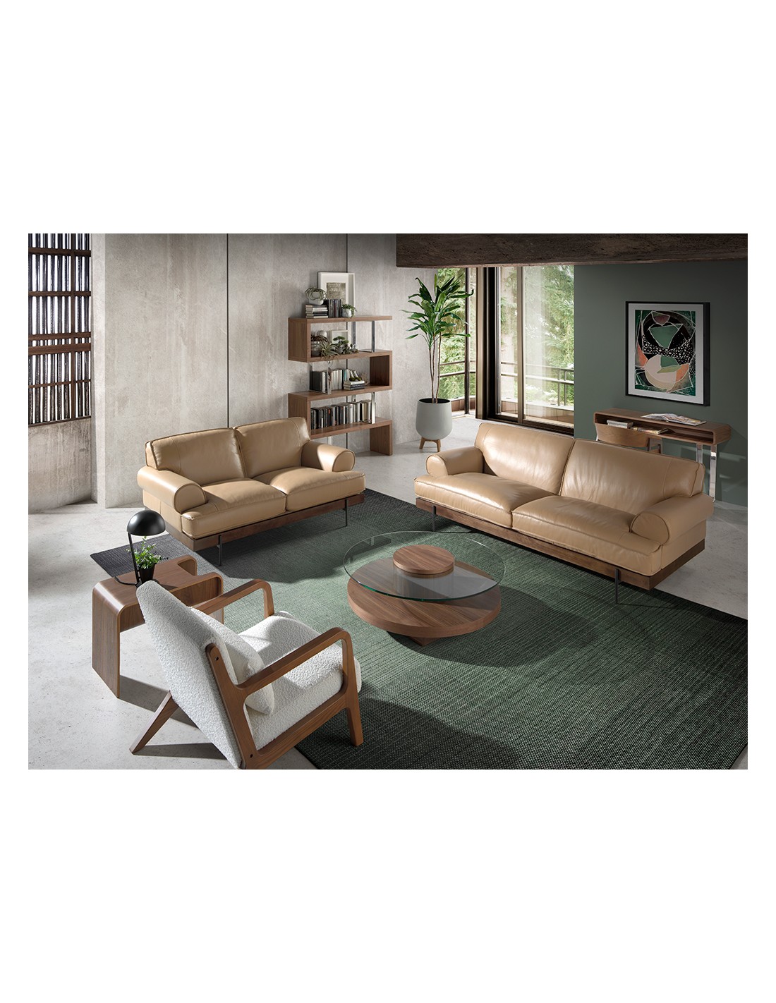 Estantería nogal y acero