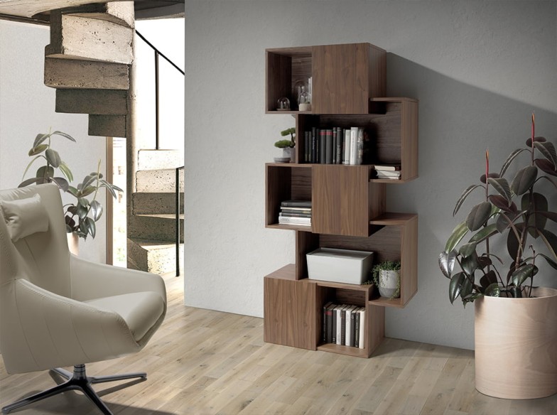 Estantería madera nogal con puertas