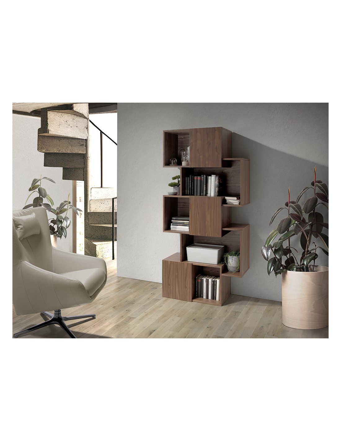 Estantería madera nogal con puertas