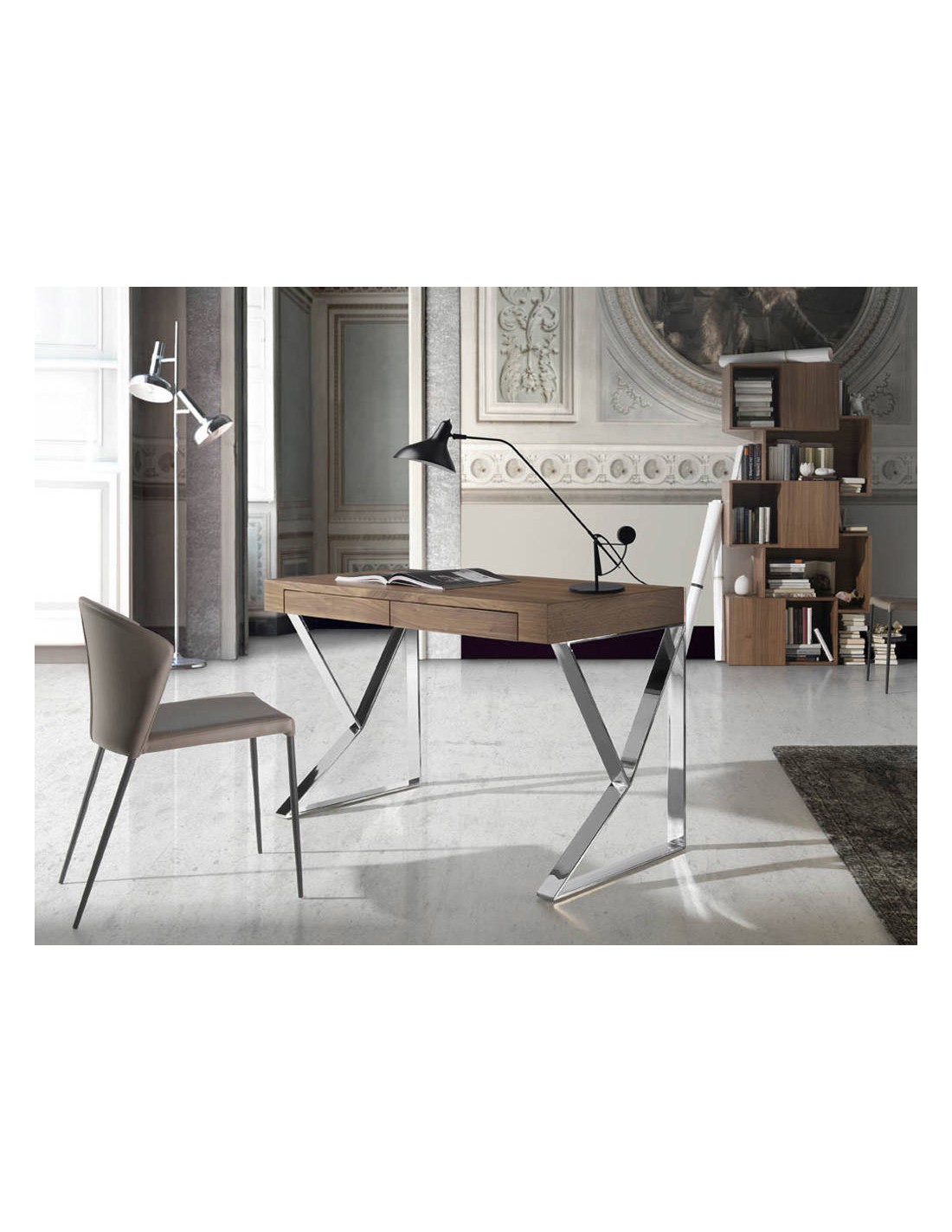 Estantería madera nogal con puertas