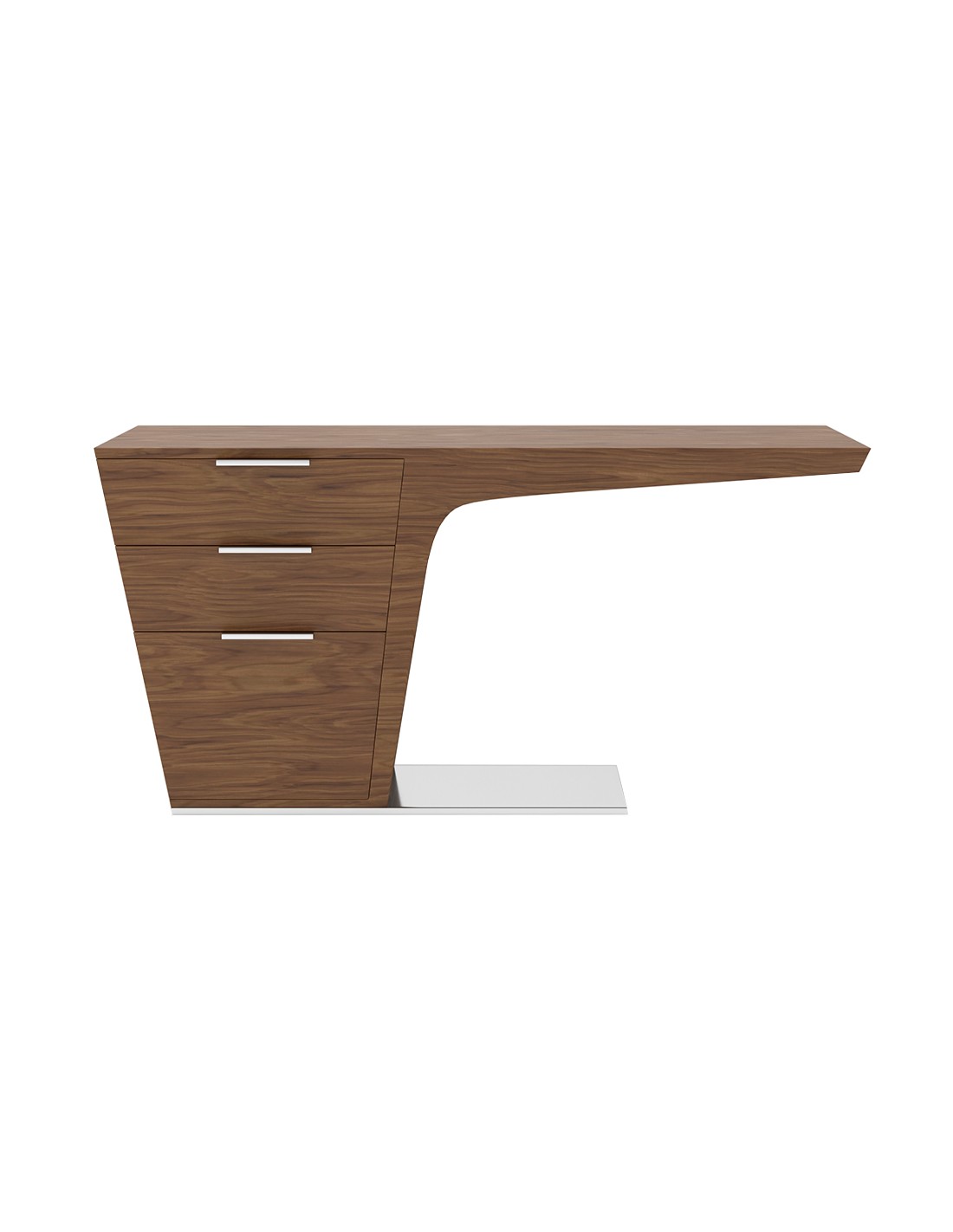 Escritorio nogal y base acero cromado