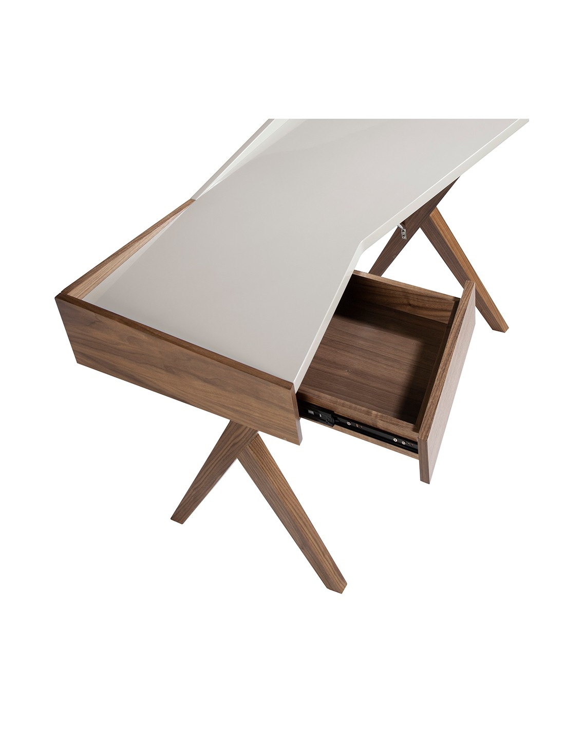 Escritorio nogal con tapa de madera gris