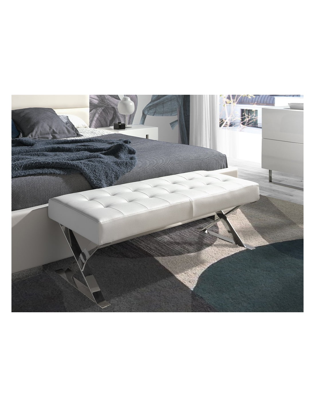 Banqueta polipiel blanco