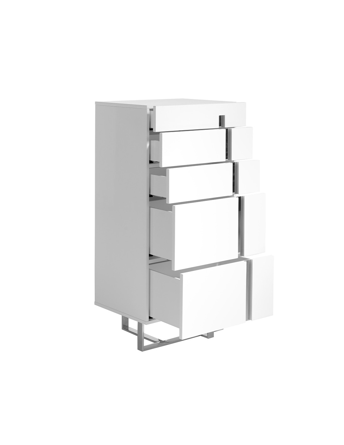 Chifonier madera blanco y acero cromado