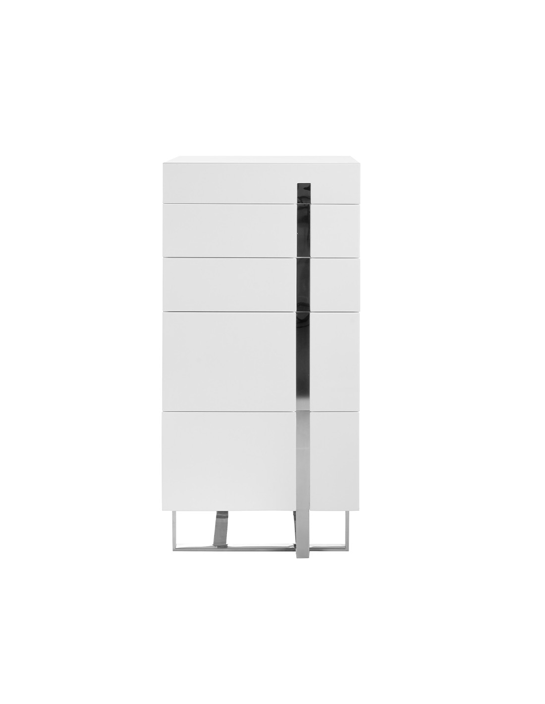 Chifonier madera blanco y acero cromado