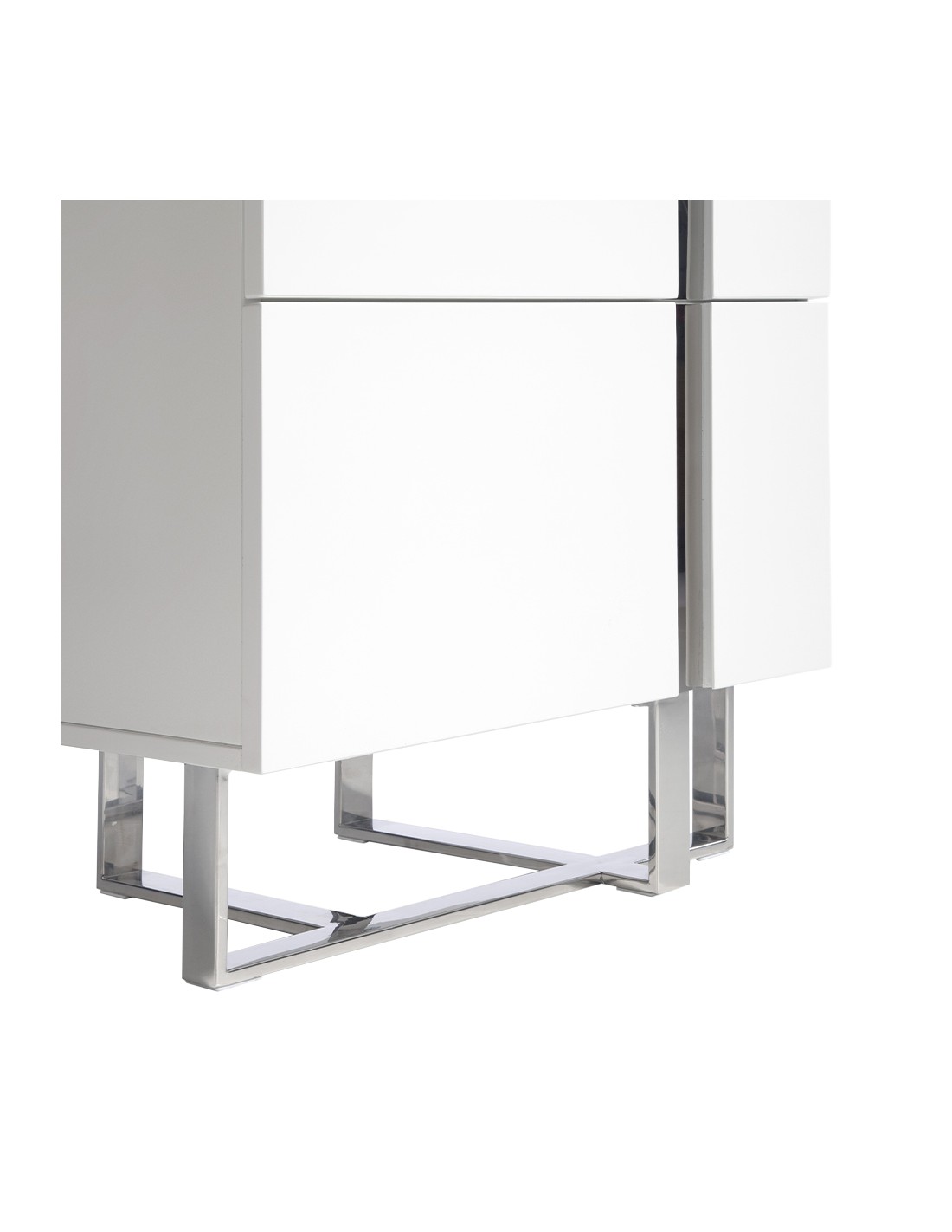 Chifonier madera blanco y acero cromado