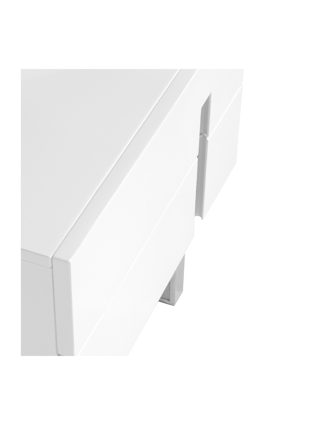 Mesita de noche madera blanco y acero cromado