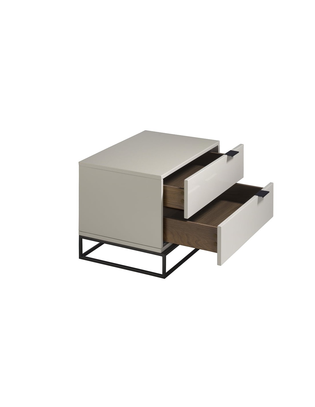 Mesita de noche madera gris y acero negro