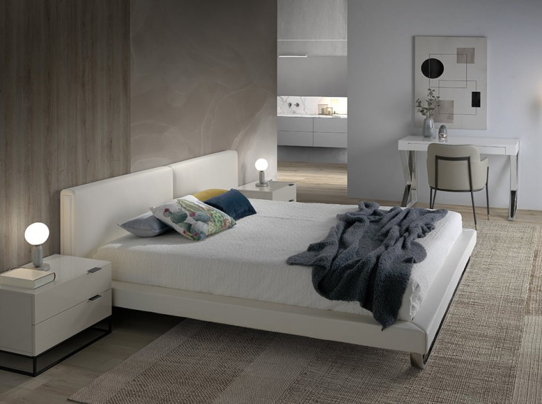 Mesita de noche madera gris y acero negro