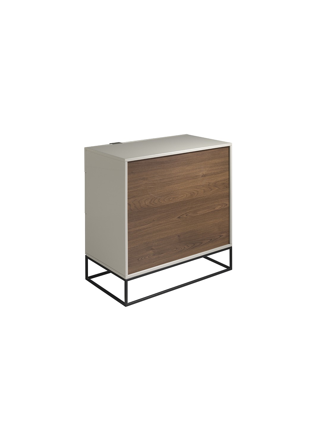 Cómoda madera gris y acero negro