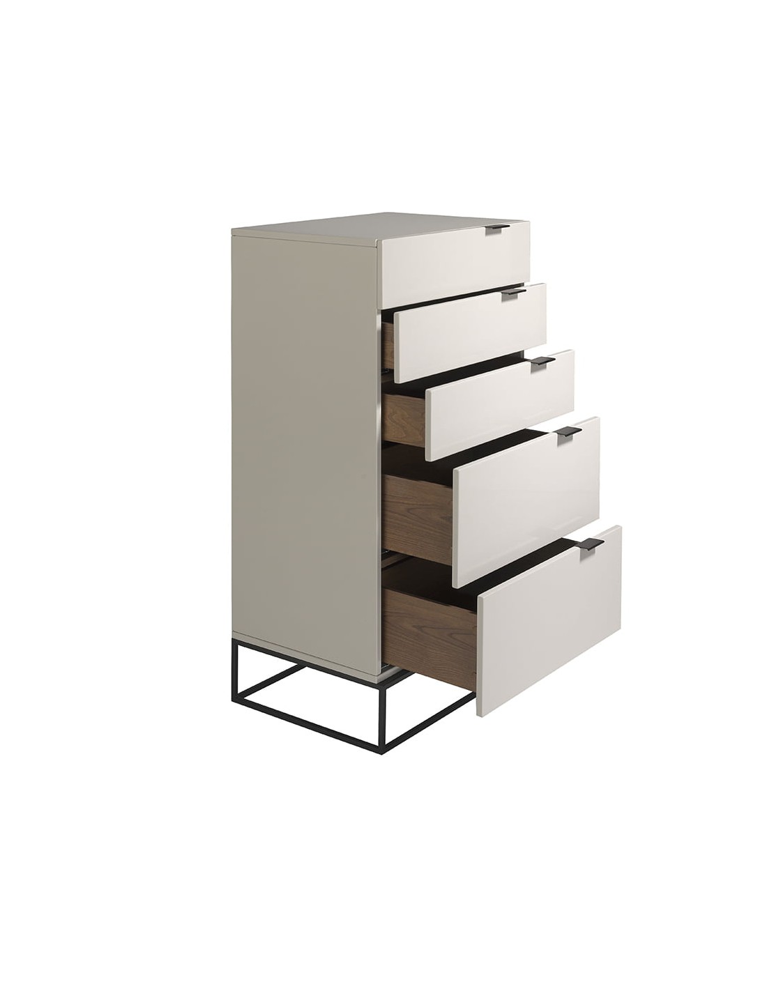 Chifonier madera gris y acero negro