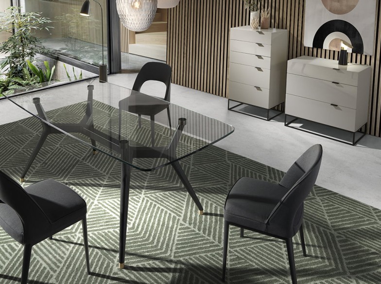 Chifonier madera gris y acero negro