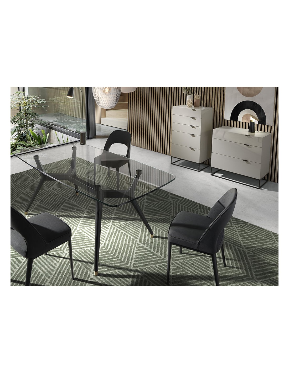 Chifonier madera gris y acero negro