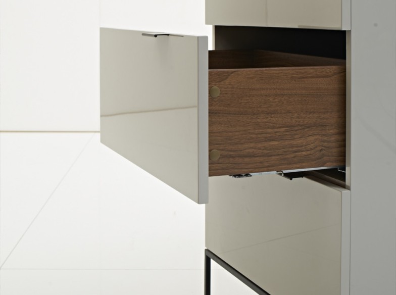 Chifonier madera gris y acero negro