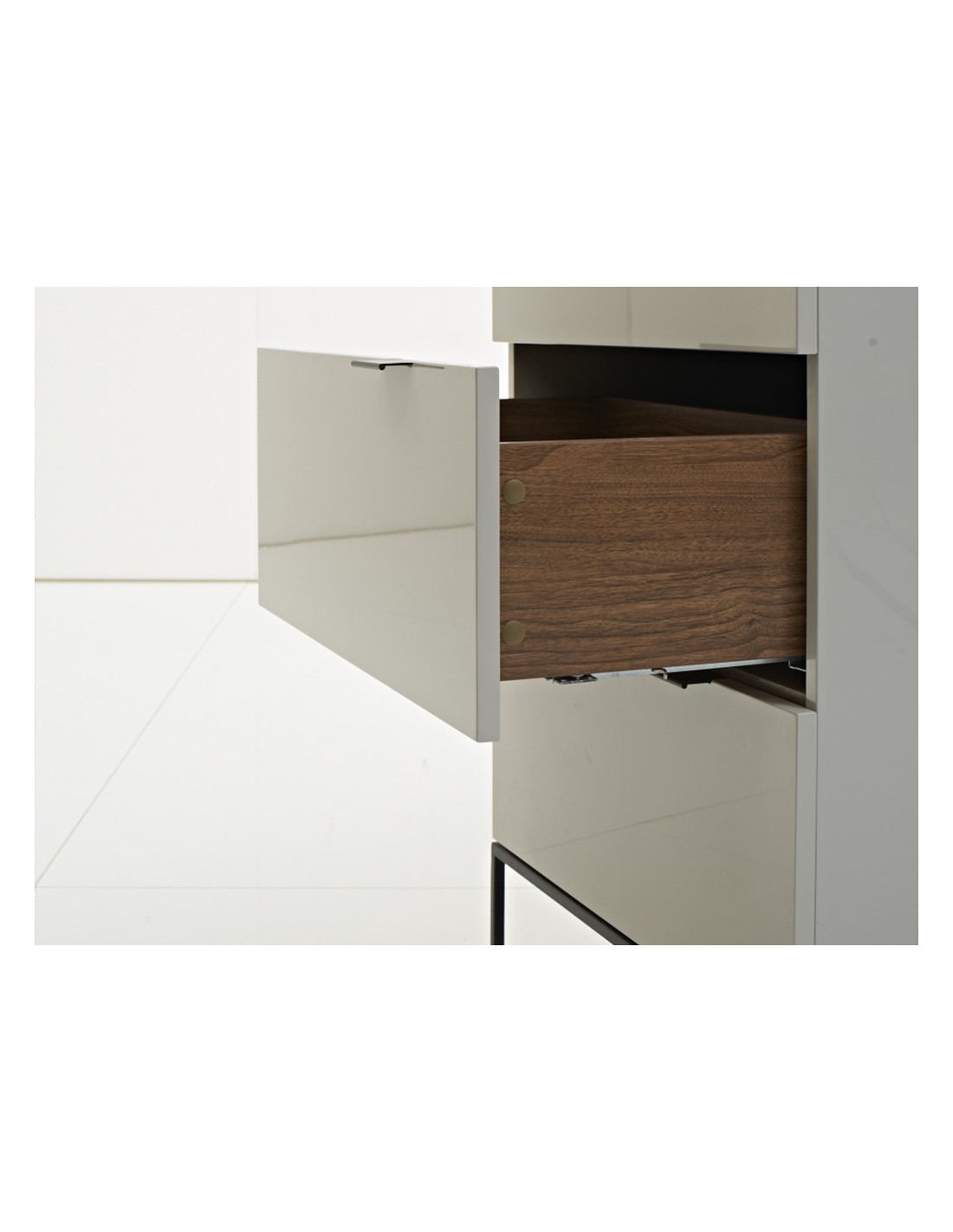 Chifonier madera gris y acero negro