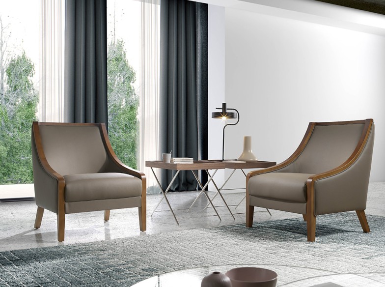 Mesa rincón rectangular nogal y acero cromado