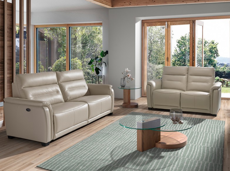 Mesa rincón redonda cristal templado y nogal