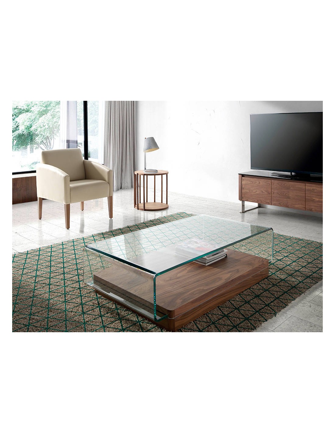 Mesa rincón redonda nogal y nogal