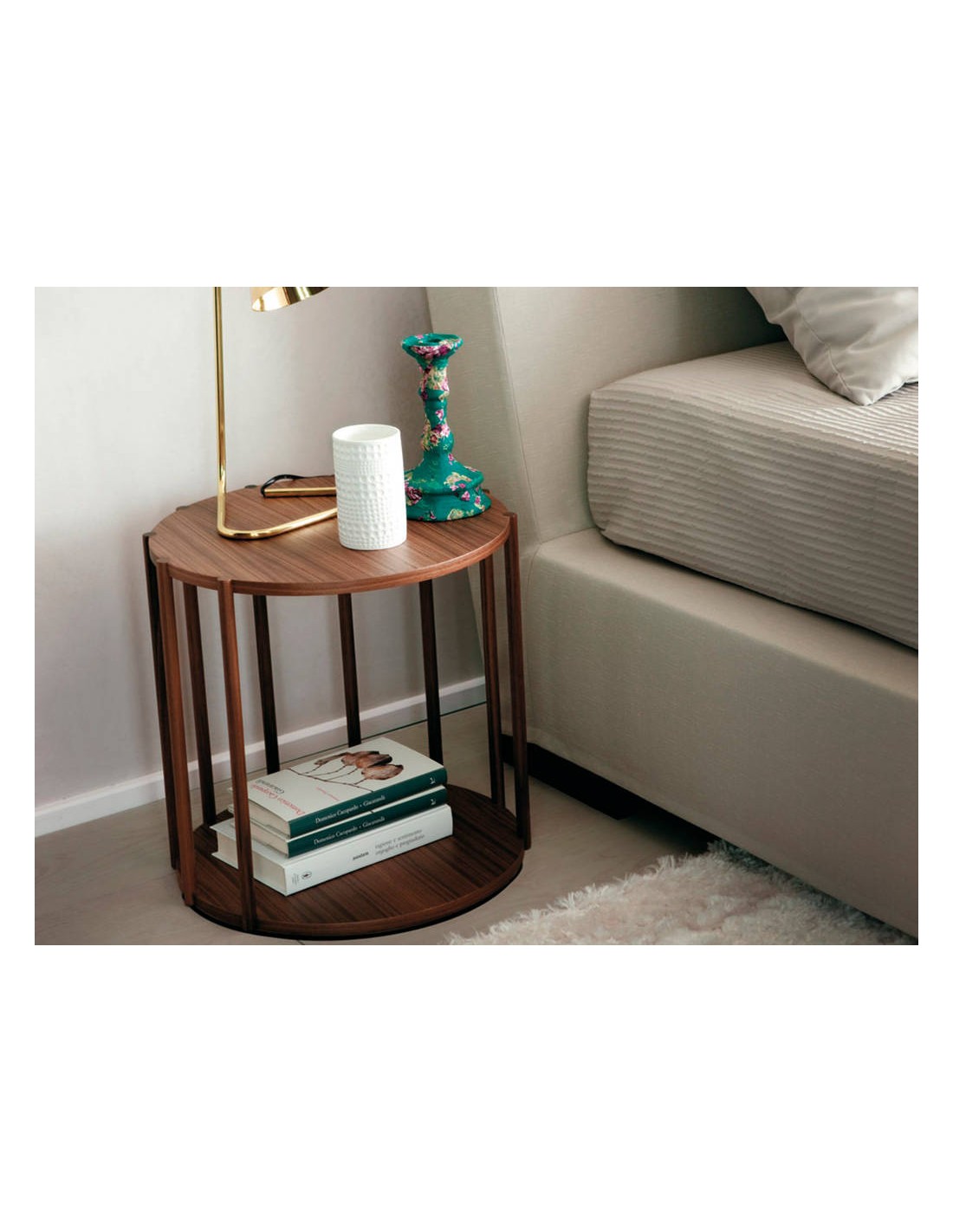 Mesa rincón redonda nogal y nogal