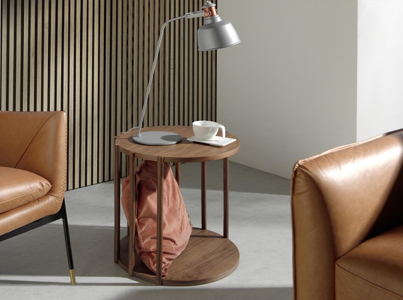 Mesa rincón redonda nogal y nogal